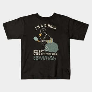 Mens Funny Pickleball Dinker Thinker Kids T-Shirt